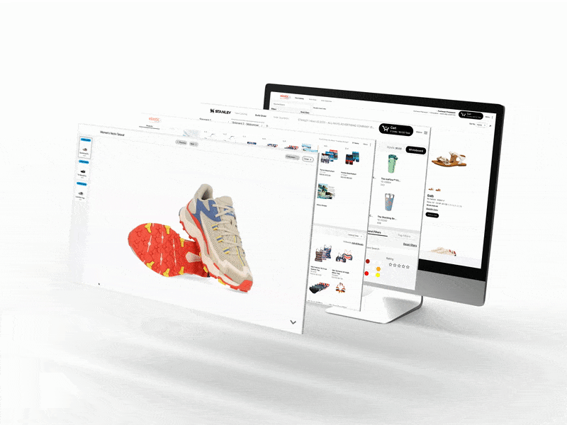 Screens with 360 compressed 3D Screenshots of Footwear Digital Catalog with